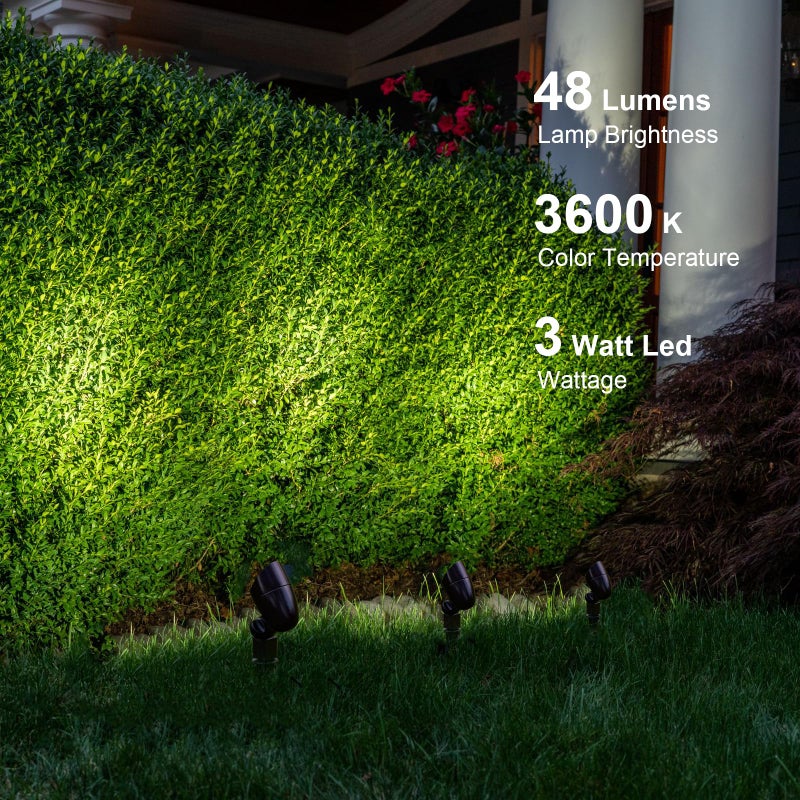 GOODSMANN Low Voltage Landscape Lighting Floodlight & Spotlight 3W LED 3600K Warm White 12V AC Outdoor Tree Lights Outside Hardwired Lighting Up Light with Metal Stake Cable Connectors - Image 2